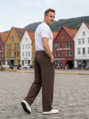 Pantalon casual tendance homme, coupe droite, corduroy, antirides, 9 po