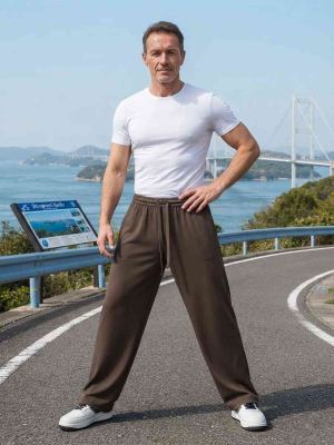 Pantalon casual homme tendance, droit, coton, antifroisses