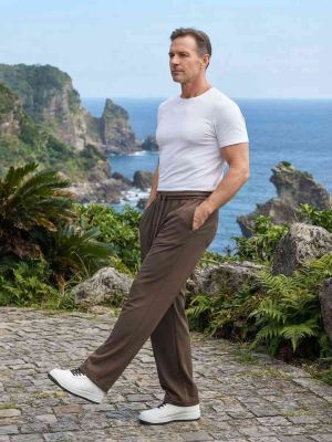 Pantalon casual tendance pour homme, jambe droite