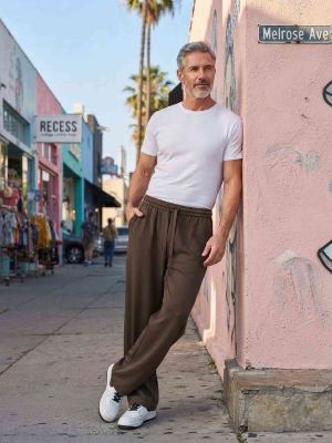 Pantalon casual tendance homme, long, droit, velours côtelé, ajusté, anti-froissure