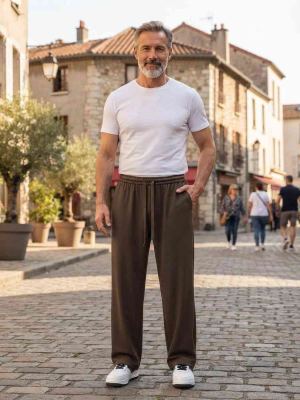 Pantalon casual tendance homme, long, droit, velours côtelé, ajusté, infroissable