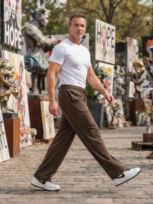 Pantalon casual tendance pour homme, jambe droite