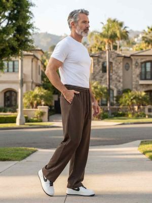 Pantalon casual tendance homme, long, droit, velours côtelé, ajusté, infroissable