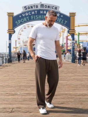 Pantalon casual tendance homme, coupe droite, corduroy, antirides, 9 po
