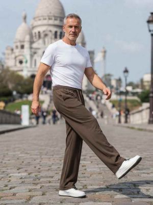 Pantalon casual tendance homme, long, droit, velours côtelé, ajusté, anti-froissure