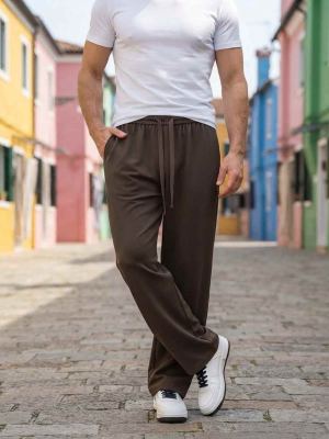 Pantalon casual tendance homme, coupe droite, corduroy, antirides, 9 po