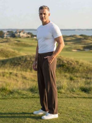 Pantalon décontracté homme, jambe droite, cordon coulissant
