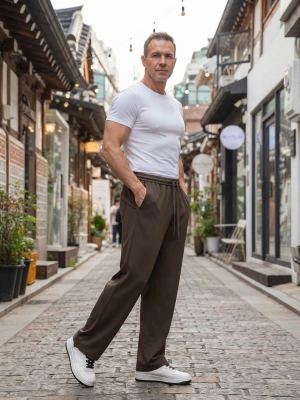 Pantalon casual homme tendance coton ajusté
