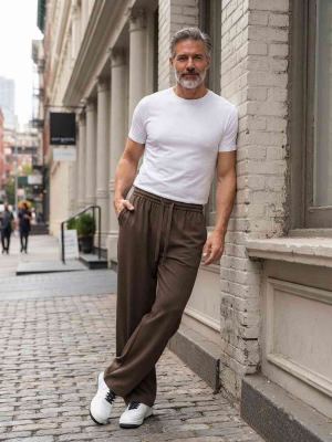Pantalon casual homme tendance, droit, coton, antifroisses