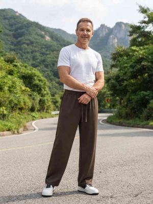 Pantalon casual tendance pour homme, jambe droite