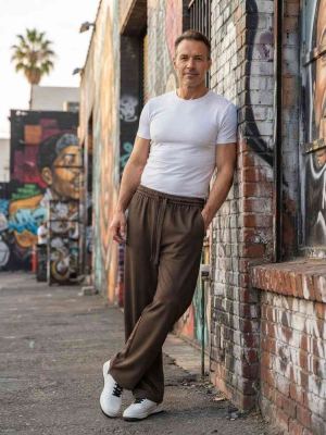 Pantalon casual tendance homme, long, droit, velours côtelé, ajusté, infroissable