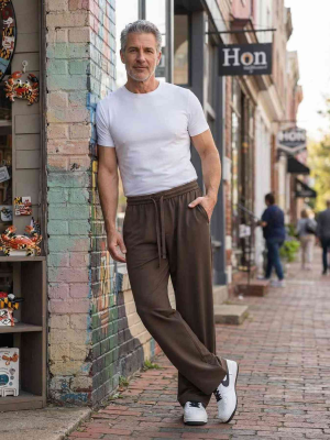Pantalon décontracté homme, jambe droite, cordon coulissant