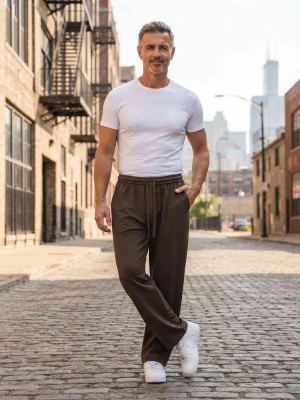 Pantalon casual homme tendance ajusté
