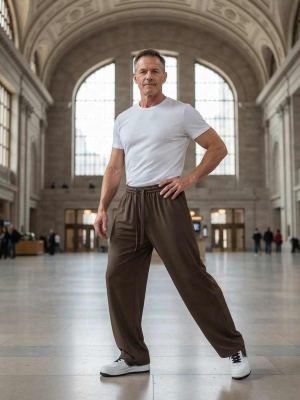 Pantalon casual tendance homme, long, droit, velours côtelé, ajusté, infroissable