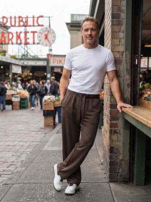 Pantalon casual tendance homme, long, droit, velours côtelé, ajusté, infroissable