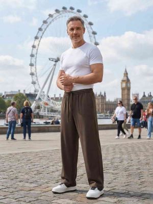 Pantalon casual tendance pour homme, jambe droite
