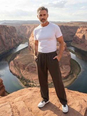 Pantalon casual homme tendance jambe droite