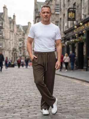Pantalon casual tendance pour homme, jambe droite