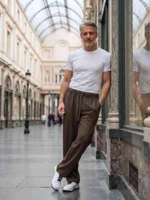 Pantalon casual tendance homme, long, droit, velours côtelé, ajusté, infroissable