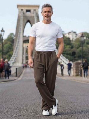 Pantalon casual homme tendance ajusté