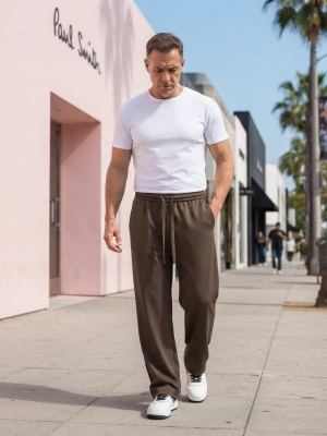 Pantalon casual tendance homme, long, droit, velours côtelé, ajusté, infroissable