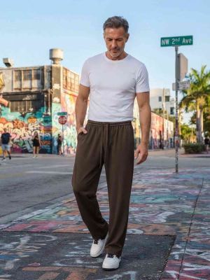 Pantalon casual tendance pour homme, jambe droite