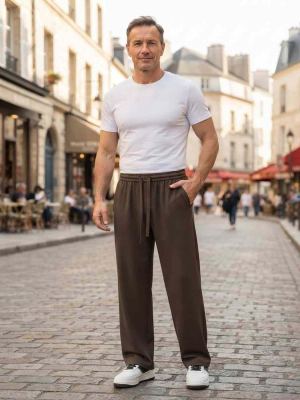 Pantalon homme tendance corduroy droit antirides 9 pouces