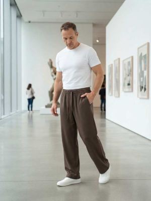 Pantalon casual homme tendance ajusté