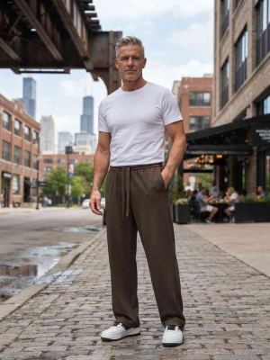 Pantalon décontracté homme, coupe droite