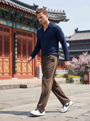 Pantalon casual homme tendance corduroy ajusté