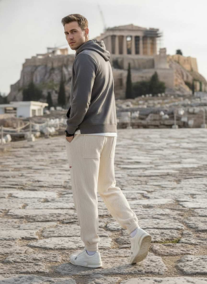 Pantalon décontracté homme tendance coton