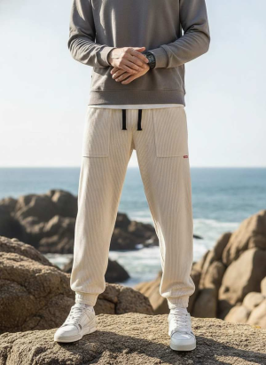 Pantalon décontracté homme tendance jambe droite 9po