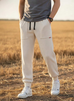 Pantalon décontracté homme tendance coton