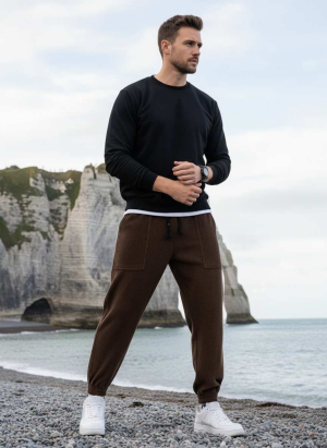 Pantalon décontracté homme tendance coton