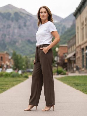 Pantalon long femme, coupe droite, décontracté, cordon de serrage
