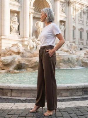 Pantalon long casual femme, jambes droites, usage quotidien