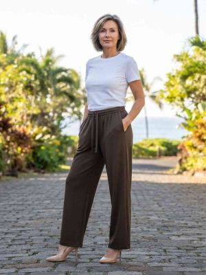 Pantalon long femme jambe droite décontracté