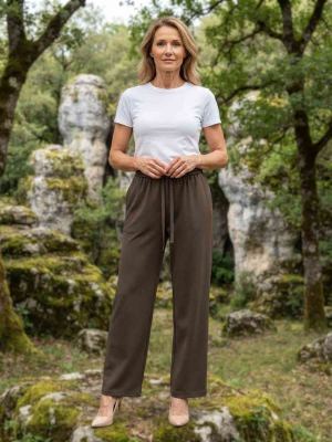Pantalon long droit casual pour femme, usage quotidien