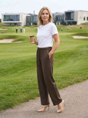 Pantalon long femme décontracté, jambe droite, sport, cordon de serrage