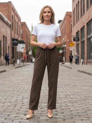 Pantalon long décontracté femme, jambe droite