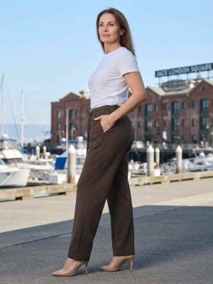 Pantalon long femme jambe droite casual décontracté