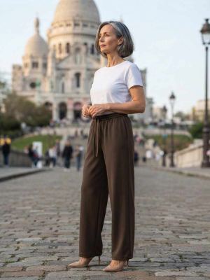 Pantalon long casual femme, jambes droites, usage quotidien