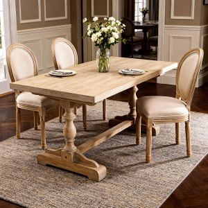 Chaise à manger style français beige (2)