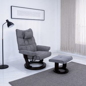 Fauteuil massage 8 points chauffant chenille ottomane gris