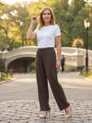 Pantalon casual femme long, jambe droite, sportif, cordon de serrage, usage quotidien