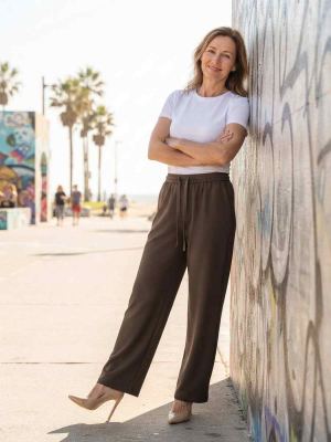 Pantalon long décontracté femme, jambe droite
