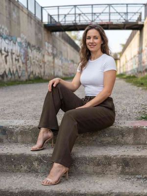 Pantalon long femme casual droit, sport, cordon, usage quotidien