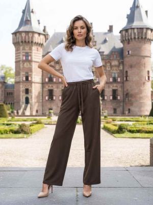 Pantalon long décontracté femme, jambe droite