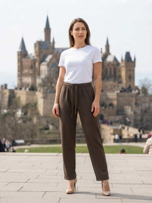 Pantalon long femme jambe droite décontracté