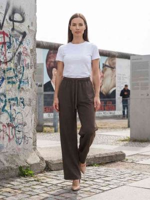 Pantalon long femme jambe droite décontracté